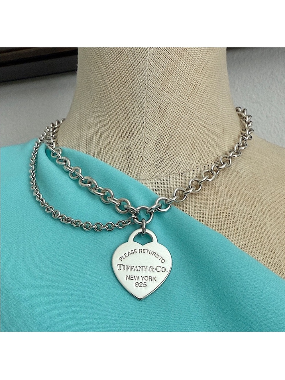 🩵17” Tiffany & Co. Large Heart Tag Necklace - VINTAGE & RARE